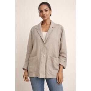 Ramowear Paris VINTAGE  Oversized French 100% Linen Blazer Jacket - Large